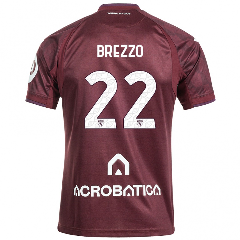 Kandiny Gyermek Matteo Brezzo #22 Barna Fehér Hazai Jersey 2024/25 Mez Póló Ing