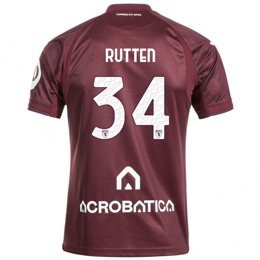 Kandiny Gyermek Jill Rutten #34 Barna Fehér Hazai Jersey 2024/25 Mez Póló Ing