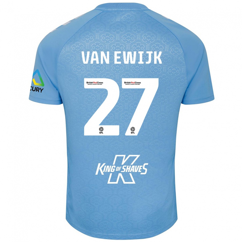 Kandiny Gyermek Milan Van Ewijk #27 Kék Fehér Hazai Jersey 2024/25 Mez Póló Ing