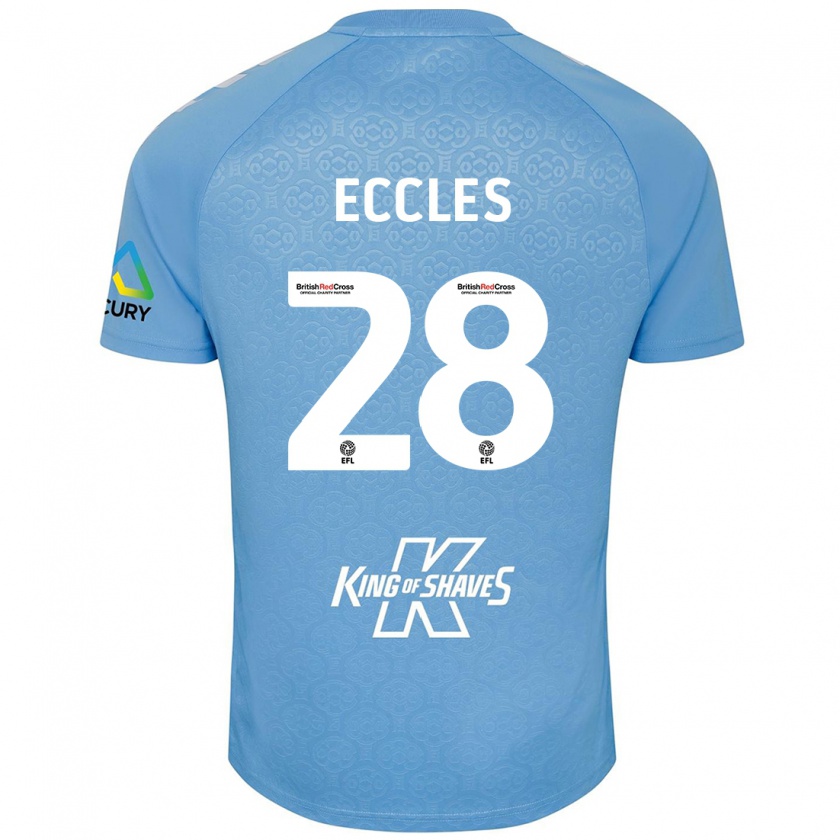 Kandiny Gyermek Josh Eccles #28 Kék Fehér Hazai Jersey 2024/25 Mez Póló Ing