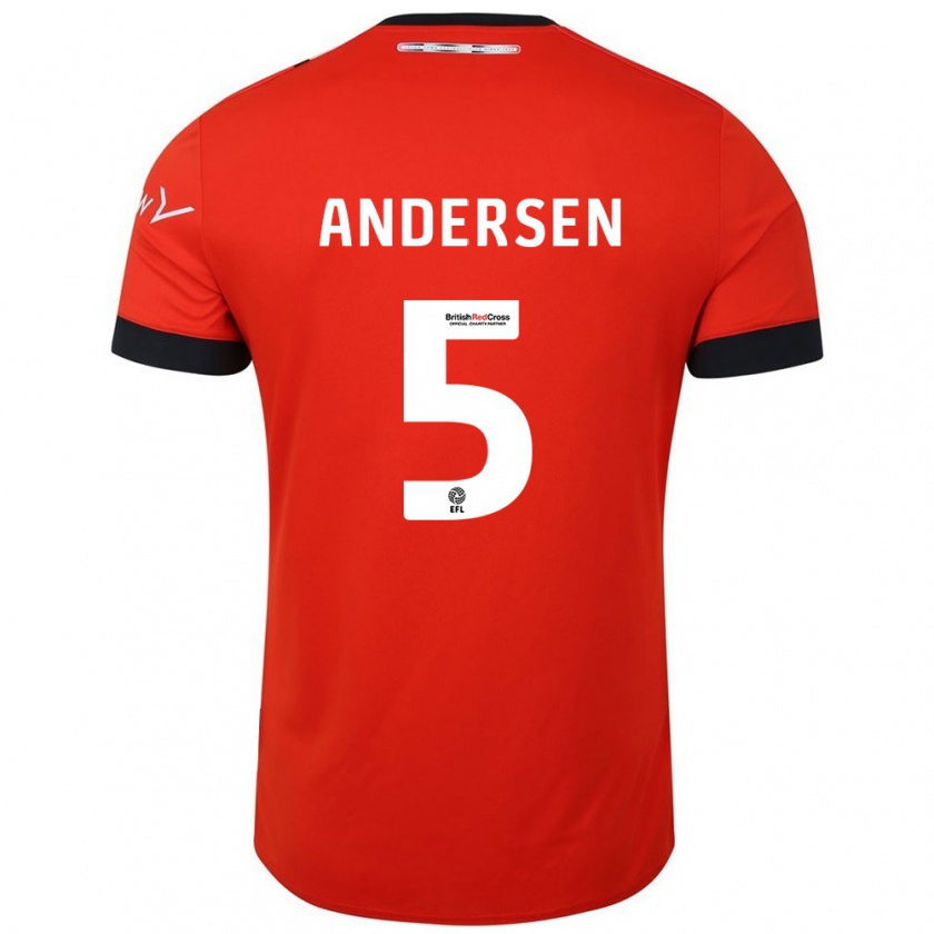 Kandiny Gyermek Mads Andersen #5 Narancssárga Fekete Hazai Jersey 2024/25 Mez Póló Ing