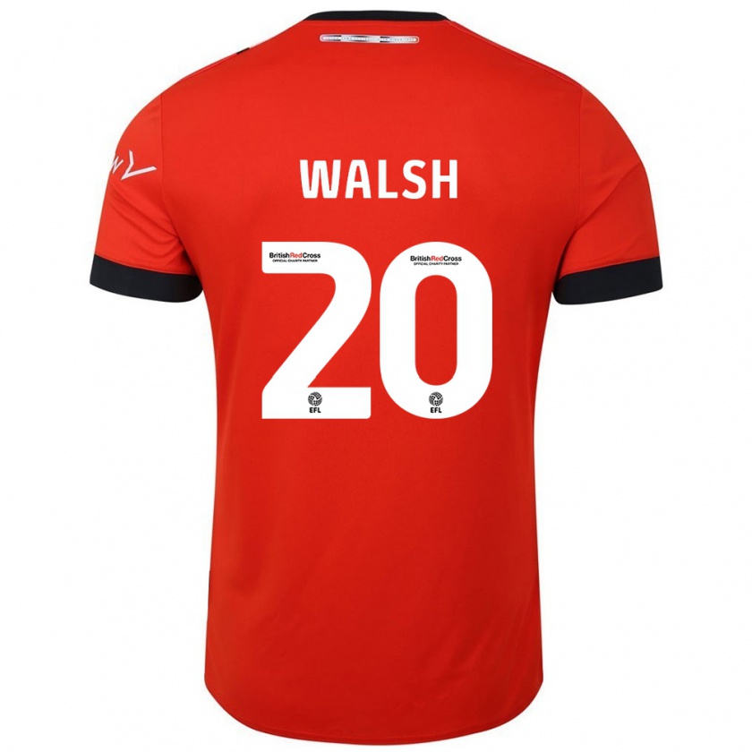 Kandiny Gyermek Liam Walsh #20 Narancssárga Fekete Hazai Jersey 2024/25 Mez Póló Ing