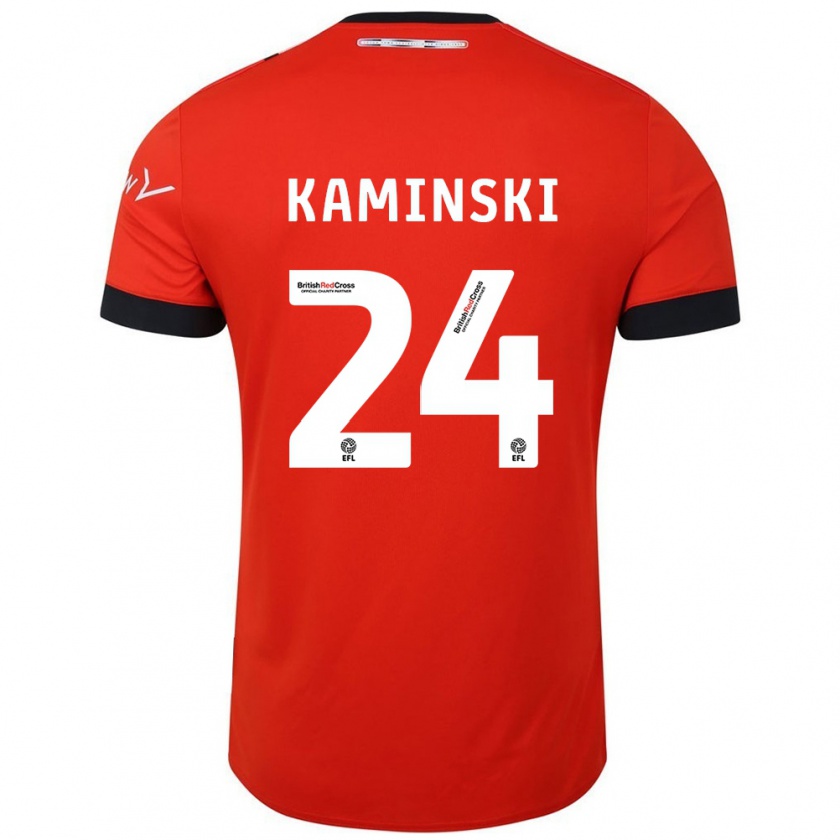 Kandiny Gyermek Thomas Kaminski #24 Narancssárga Fekete Hazai Jersey 2024/25 Mez Póló Ing