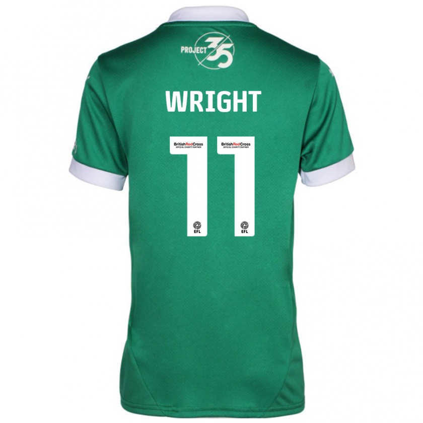 Kandiny Gyermek Callum Wright #11 Zöld Fehér Hazai Jersey 2024/25 Mez Póló Ing