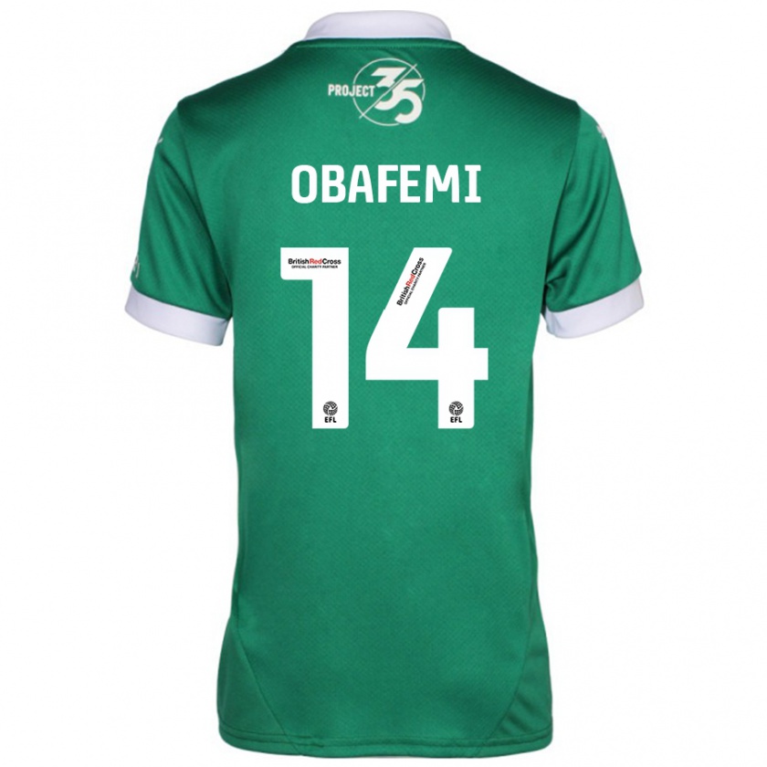 Kandiny Gyermek Michael Obafemi #14 Zöld Fehér Hazai Jersey 2024/25 Mez Póló Ing