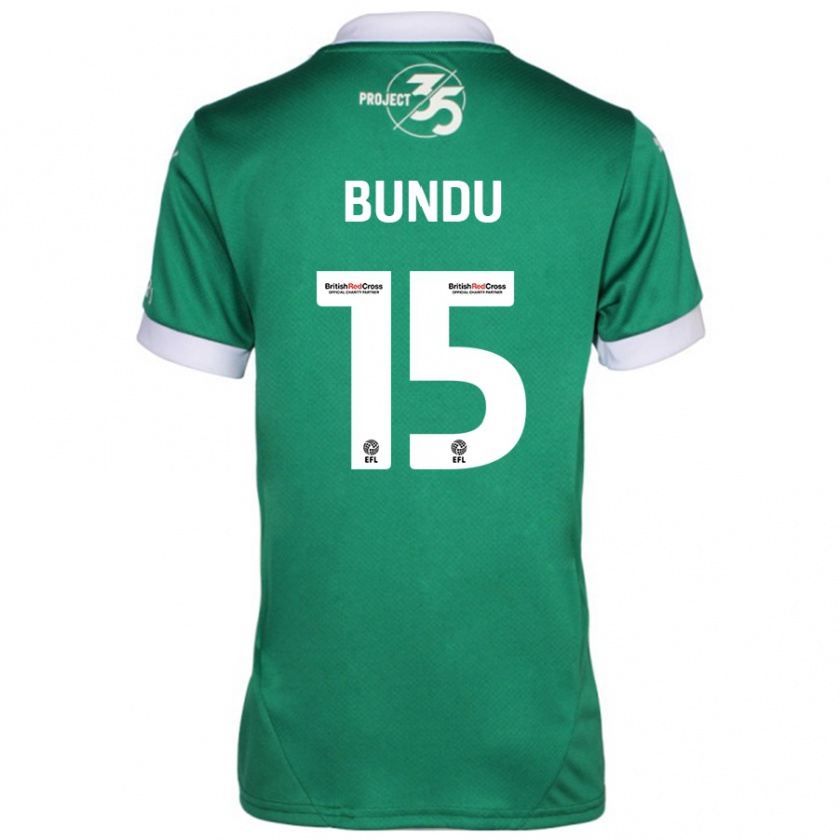 Kandiny Gyermek Mustapha Bundu #15 Zöld Fehér Hazai Jersey 2024/25 Mez Póló Ing