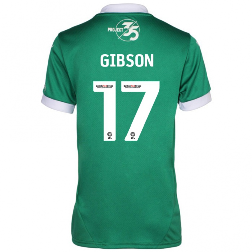 Kandiny Gyermek Lewis Gibson #17 Zöld Fehér Hazai Jersey 2024/25 Mez Póló Ing