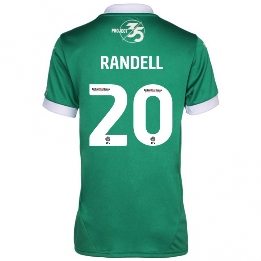 Kandiny Gyermek Adam Randell #20 Zöld Fehér Hazai Jersey 2024/25 Mez Póló Ing