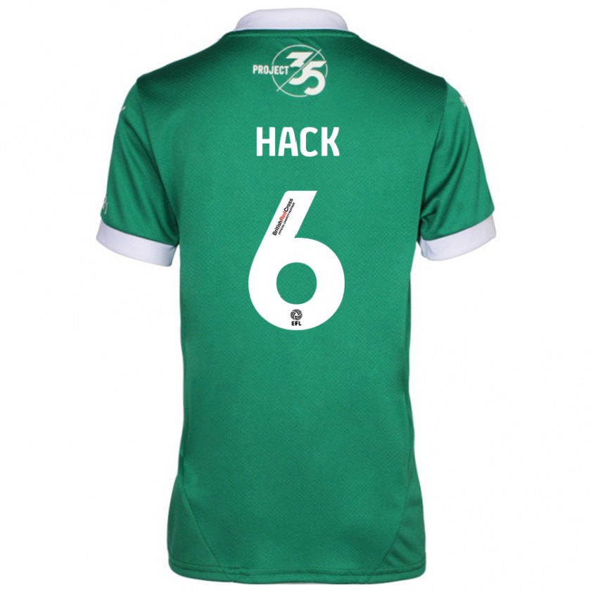 Kandiny Gyermek Lucy Hack #6 Zöld Fehér Hazai Jersey 2024/25 Mez Póló Ing