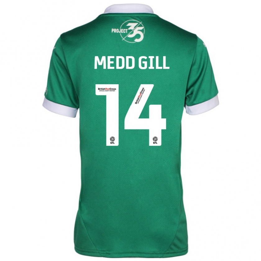 Kandiny Gyermek Tamsin Medd-Gill #14 Zöld Fehér Hazai Jersey 2024/25 Mez Póló Ing