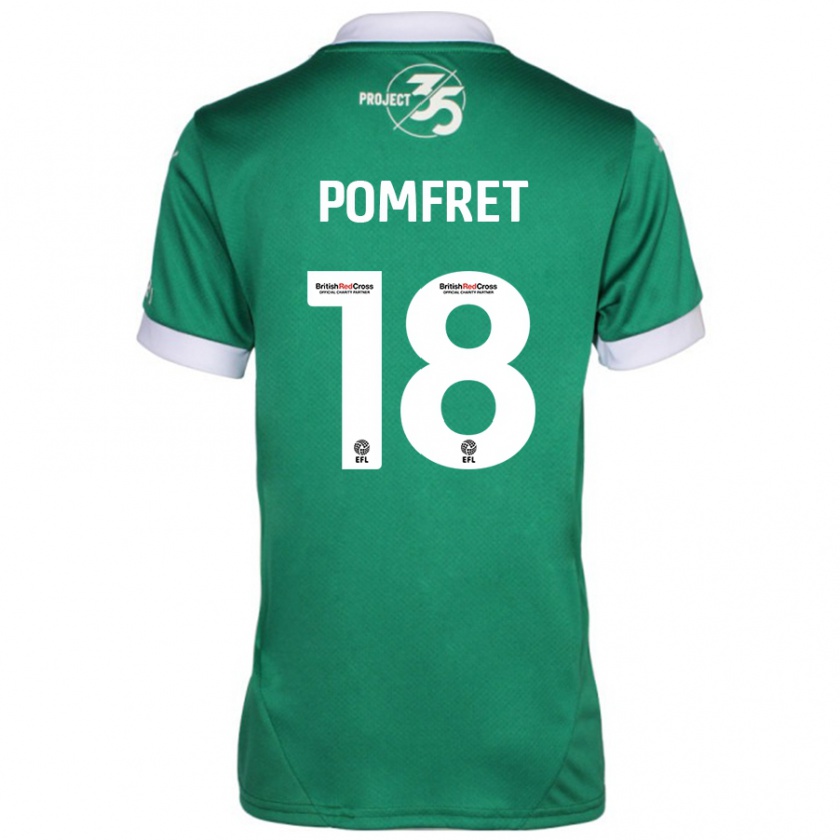 Kandiny Gyermek Taya Pomfret #18 Zöld Fehér Hazai Jersey 2024/25 Mez Póló Ing