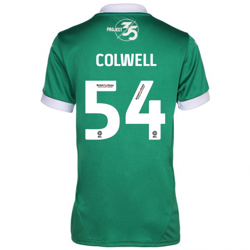 Kandiny Gyermek Lewis Colwell #54 Zöld Fehér Hazai Jersey 2024/25 Mez Póló Ing