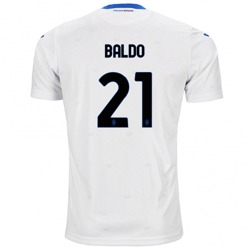 Kandiny Gyermek Nicolò Baldo #21 Fehér Idegenbeli Jersey 2024/25 Mez Póló Ing