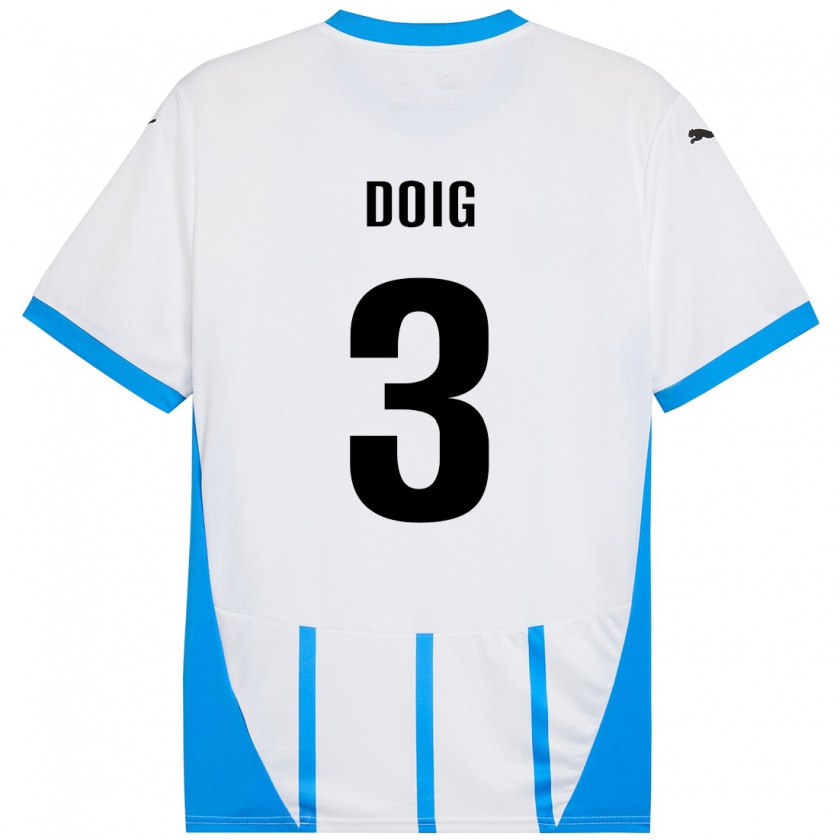 Kandiny Gyermek Josh Doig #3 Fehér Kék Idegenbeli Jersey 2024/25 Mez Póló Ing