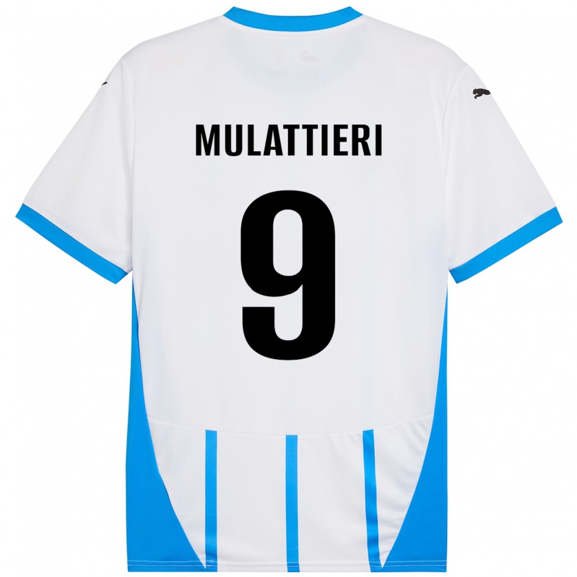 Kandiny Gyermek Samuele Mulattieri #9 Fehér Kék Idegenbeli Jersey 2024/25 Mez Póló Ing