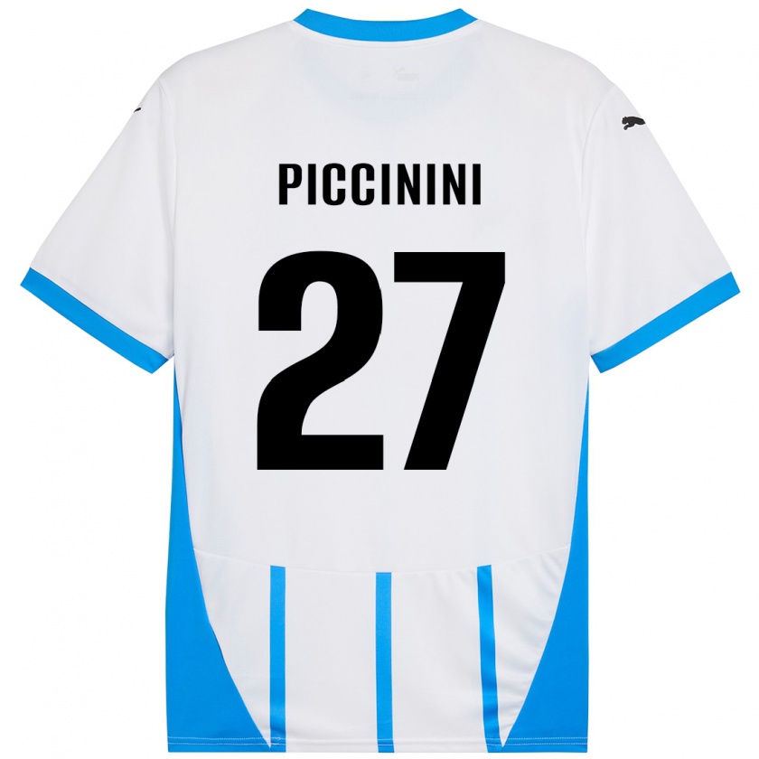 Kandiny Gyermek Stefano Piccinini #27 Fehér Kék Idegenbeli Jersey 2024/25 Mez Póló Ing