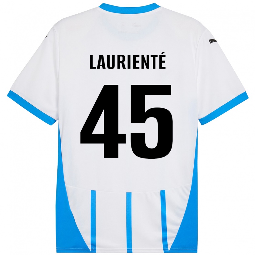 Kandiny Gyermek Armand Laurienté #45 Fehér Kék Idegenbeli Jersey 2024/25 Mez Póló Ing