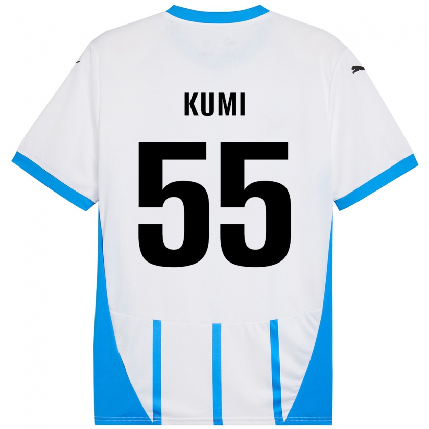 Kandiny Gyermek Justin Kumi #55 Fehér Kék Idegenbeli Jersey 2024/25 Mez Póló Ing