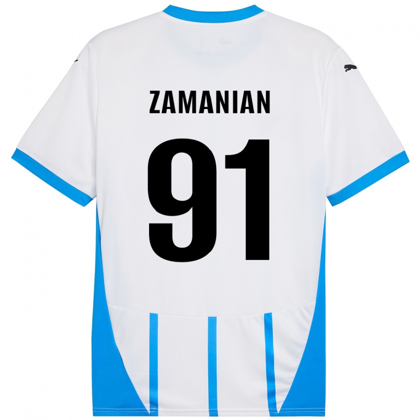 Kandiny Gyermek Annahita Zamanian #91 Fehér Kék Idegenbeli Jersey 2024/25 Mez Póló Ing