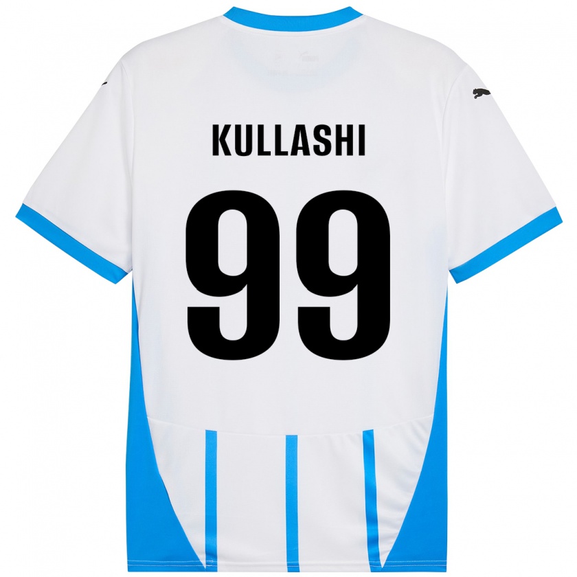 Kandiny Gyermek Loreta Kullashi #99 Fehér Kék Idegenbeli Jersey 2024/25 Mez Póló Ing