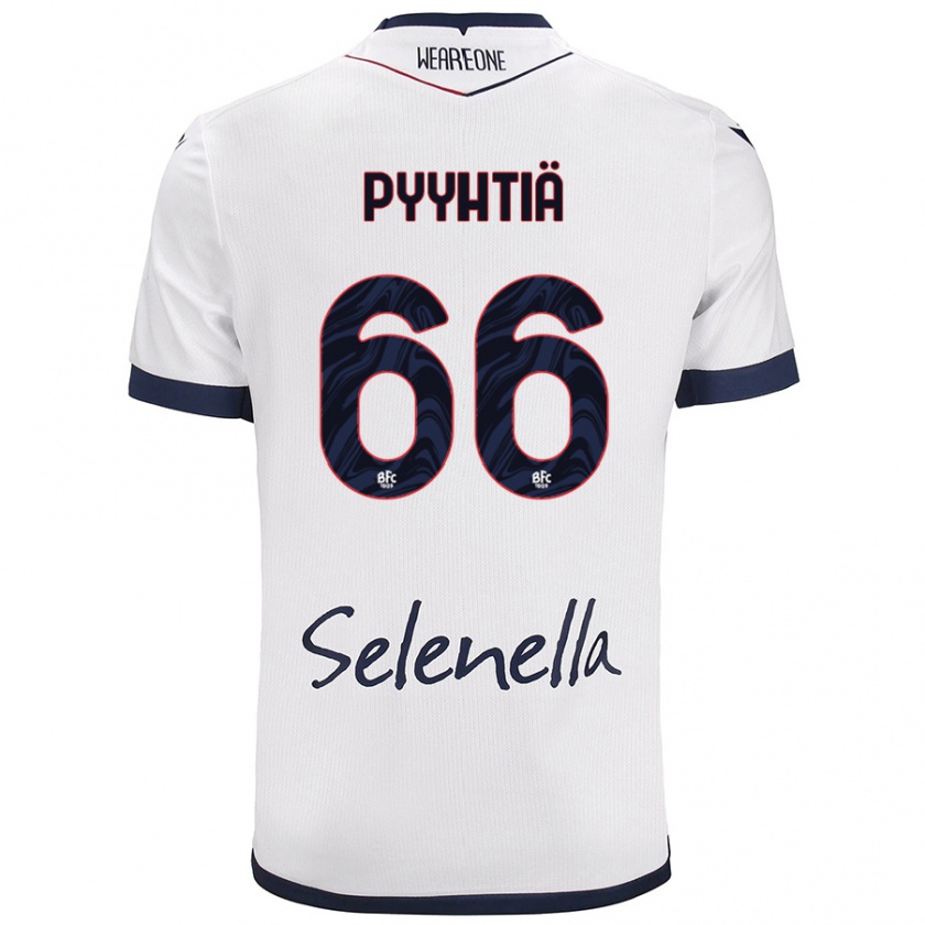 Kandiny Gyermek Niklas Pyyhtiä #66 Fehér Royal Blue Idegenbeli Jersey 2024/25 Mez Póló Ing