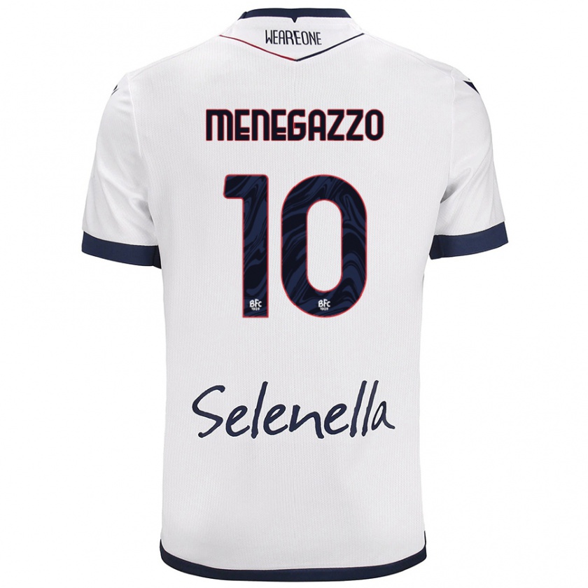 Kandiny Gyermek Lorenzo Menegazzo #10 Fehér Royal Blue Idegenbeli Jersey 2024/25 Mez Póló Ing