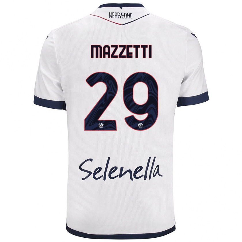 Kandiny Gyermek Gabriele Mazzetti #29 Fehér Royal Blue Idegenbeli Jersey 2024/25 Mez Póló Ing