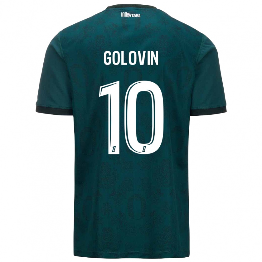 Kandiny Gyermek Aleksandr Golovin #10 Sötétzöld Idegenbeli Jersey 2024/25 Mez Póló Ing