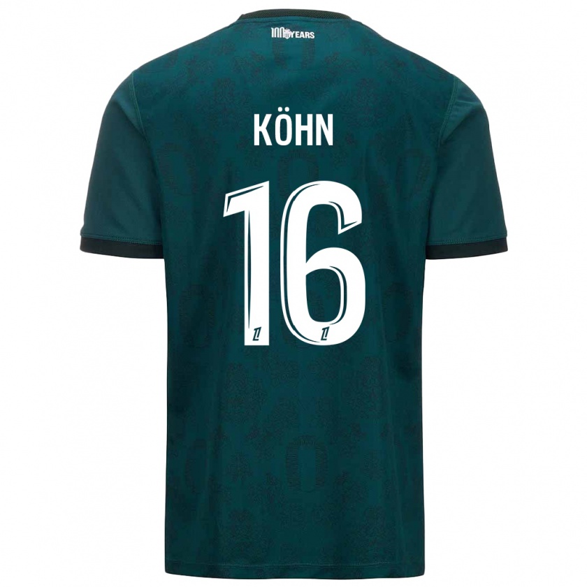 Kandiny Gyermek Philipp Köhn #16 Sötétzöld Idegenbeli Jersey 2024/25 Mez Póló Ing