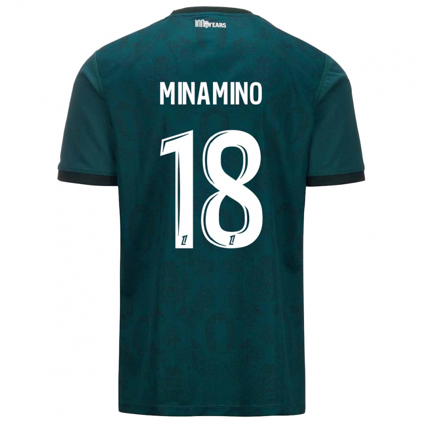 Kandiny Gyermek Takumi Minamino #18 Sötétzöld Idegenbeli Jersey 2024/25 Mez Póló Ing