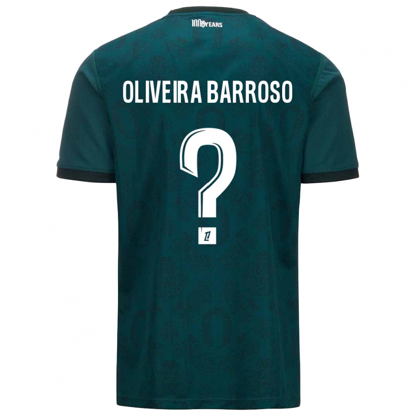 Kandiny Gyermek Mickael Oliveira Barroso #0 Sötétzöld Idegenbeli Jersey 2024/25 Mez Póló Ing