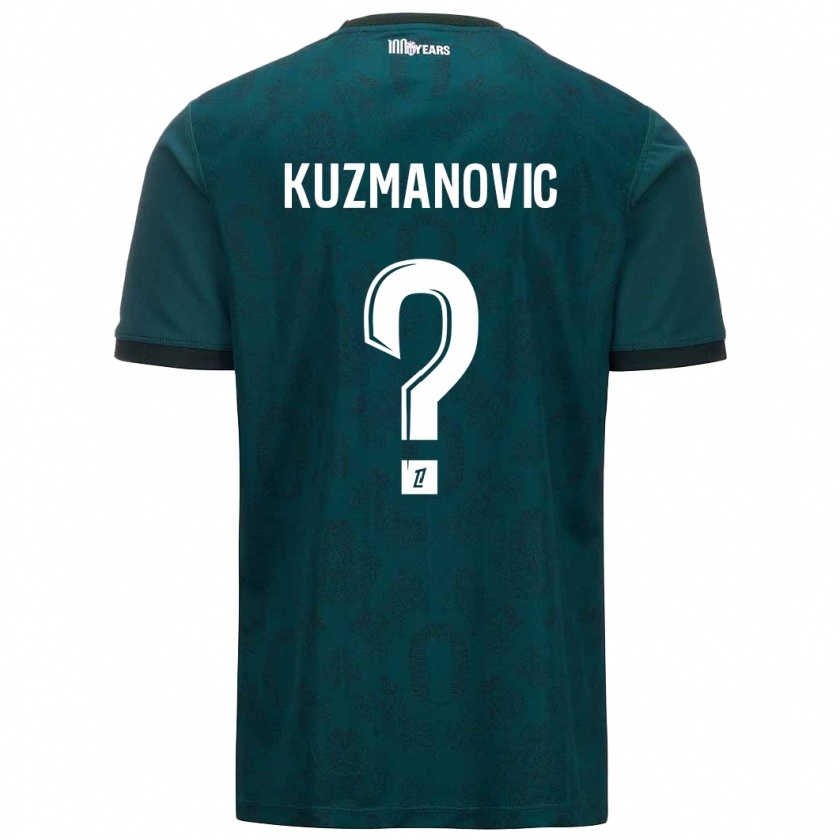 Kandiny Gyermek Dejan Kuzmanovic #0 Sötétzöld Idegenbeli Jersey 2024/25 Mez Póló Ing