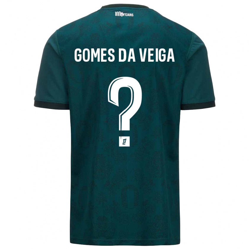 Kandiny Gyermek Melvin Gomes Da Veiga #0 Sötétzöld Idegenbeli Jersey 2024/25 Mez Póló Ing