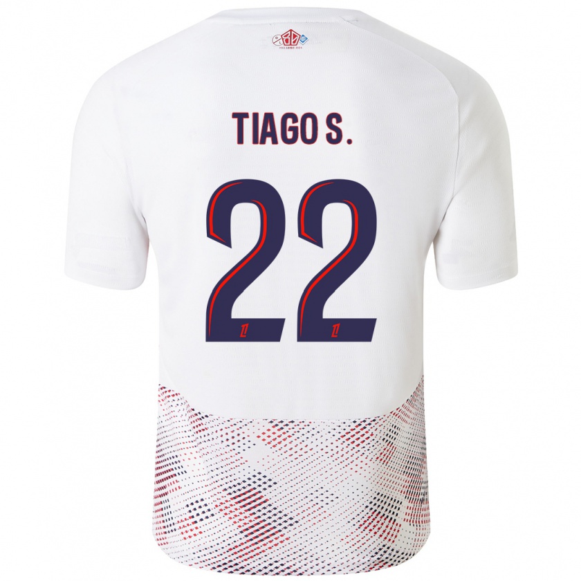 Kandiny Gyermek Tiago Santos #22 Fehér Royal Blue Idegenbeli Jersey 2024/25 Mez Póló Ing