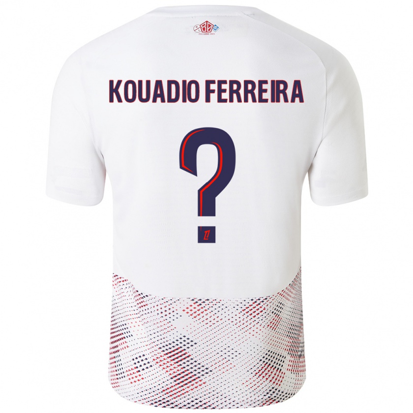 Kandiny Gyermek Wilfrid Kouadio Ferreira #0 Fehér Royal Blue Idegenbeli Jersey 2024/25 Mez Póló Ing