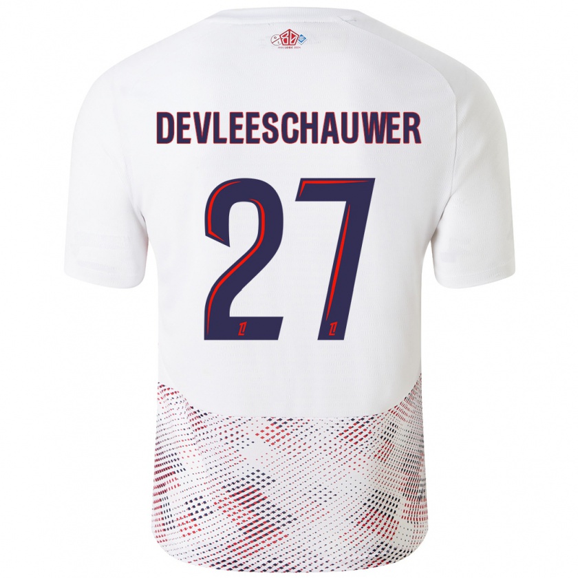 Kandiny Gyermek Gwenaëlle Devleeschauwer #27 Fehér Royal Blue Idegenbeli Jersey 2024/25 Mez Póló Ing