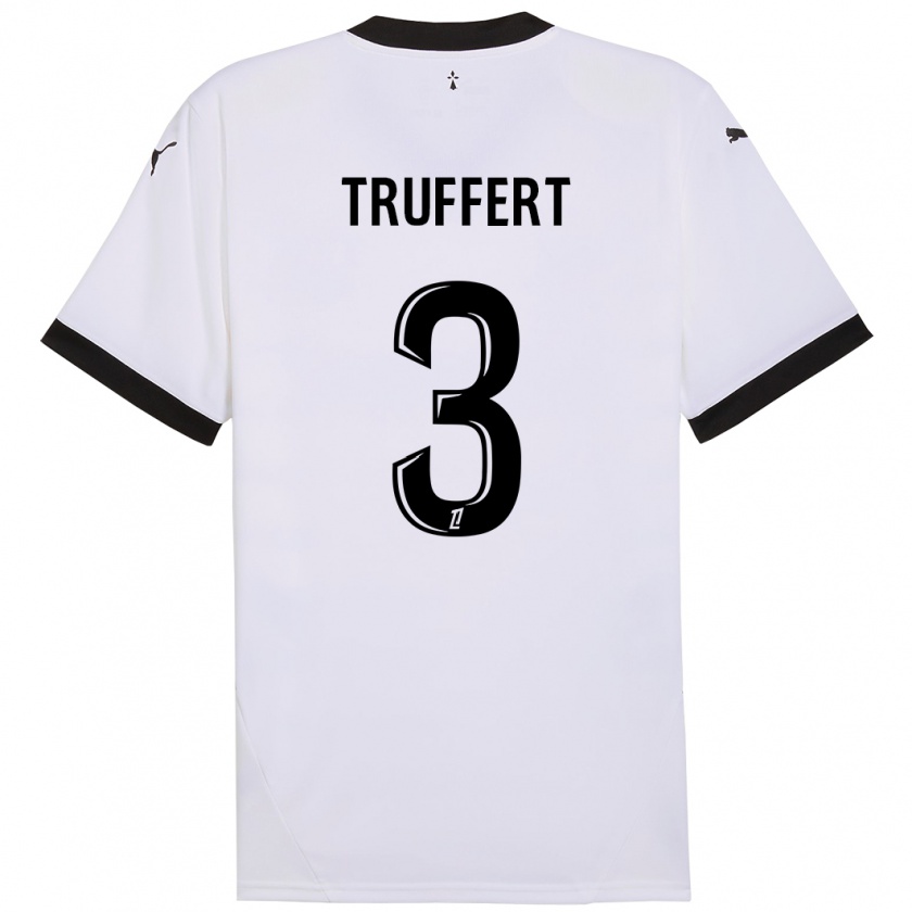 Kandiny Gyermek Adrien Truffert #3 Fehér Fekete Idegenbeli Jersey 2024/25 Mez Póló Ing