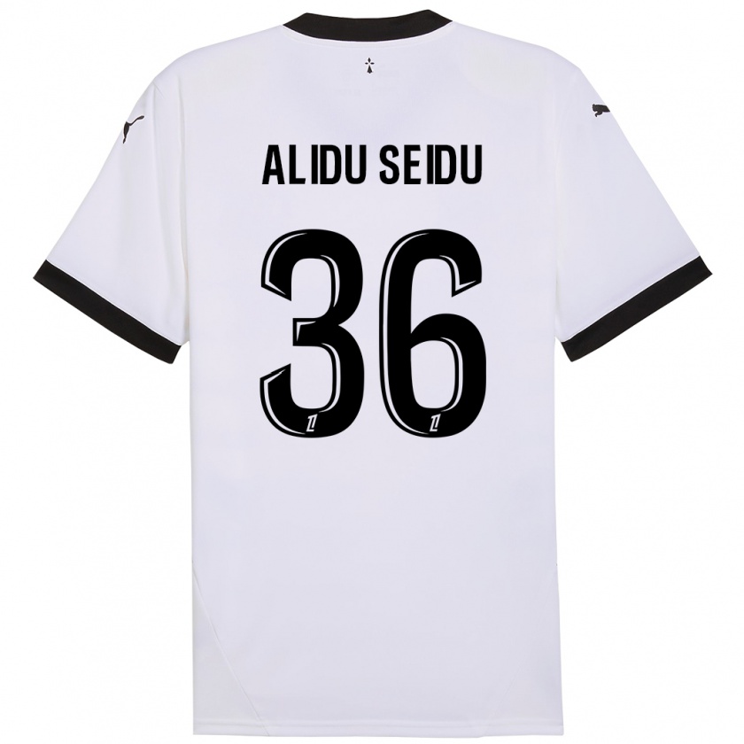 Kandiny Gyermek Alidu Seidu #36 Fehér Fekete Idegenbeli Jersey 2024/25 Mez Póló Ing