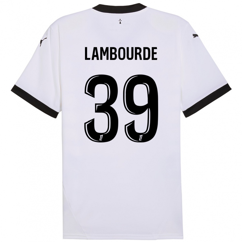 Kandiny Gyermek Mathis Lambourde #39 Fehér Fekete Idegenbeli Jersey 2024/25 Mez Póló Ing