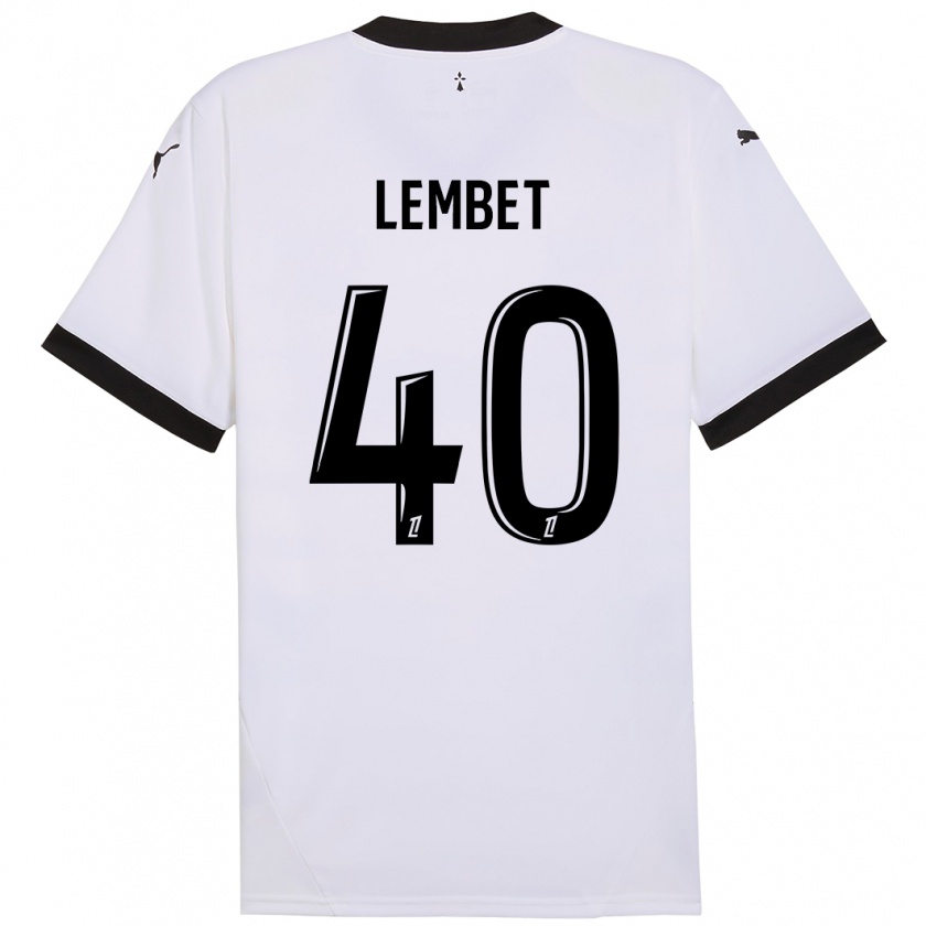 Kandiny Gyermek Geoffrey Lembet #40 Fehér Fekete Idegenbeli Jersey 2024/25 Mez Póló Ing