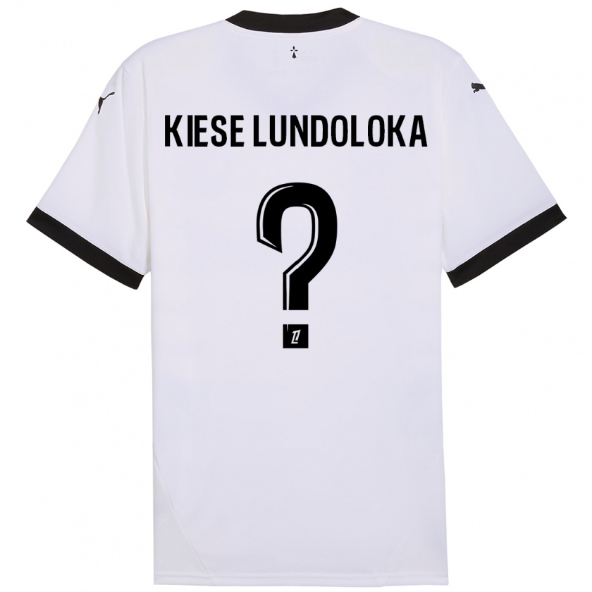 Kandiny Gyermek Jeanslor Kiese Lundoloka #0 Fehér Fekete Idegenbeli Jersey 2024/25 Mez Póló Ing