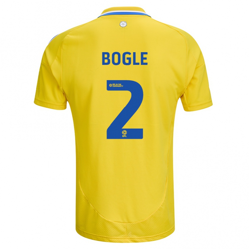 Kandiny Gyermek Jayden Bogle #2 Sárga Kék Idegenbeli Jersey 2024/25 Mez Póló Ing