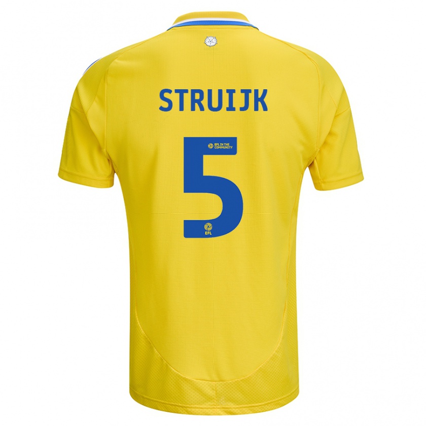 Kandiny Gyermek Pascal Struijk #5 Sárga Kék Idegenbeli Jersey 2024/25 Mez Póló Ing