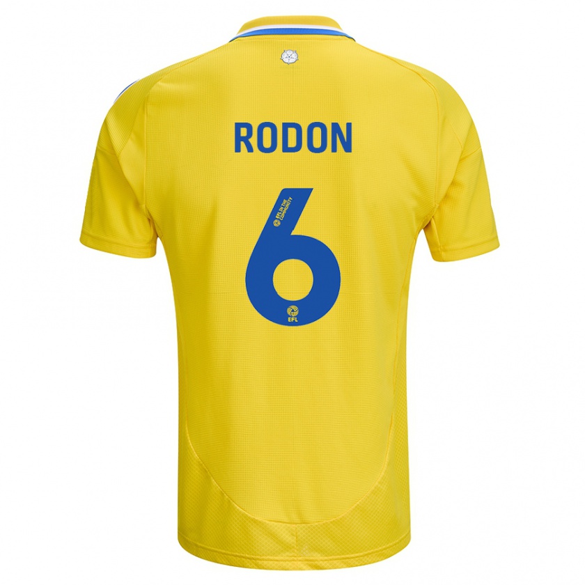 Kandiny Gyermek Joe Rodon #6 Sárga Kék Idegenbeli Jersey 2024/25 Mez Póló Ing