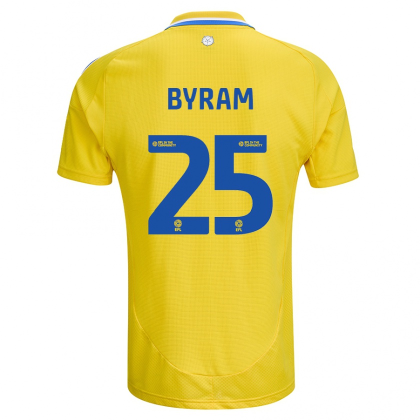 Kandiny Gyermek Sam Byram #25 Sárga Kék Idegenbeli Jersey 2024/25 Mez Póló Ing