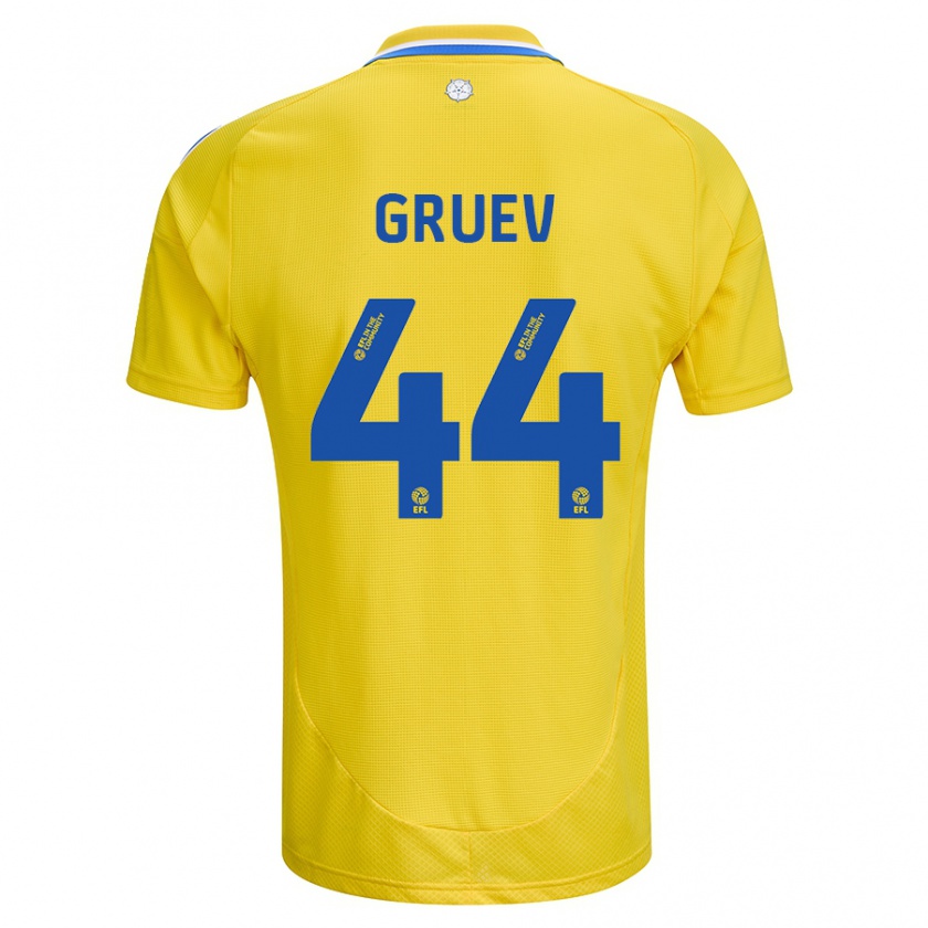 Kandiny Gyermek Ilia Gruev #44 Sárga Kék Idegenbeli Jersey 2024/25 Mez Póló Ing