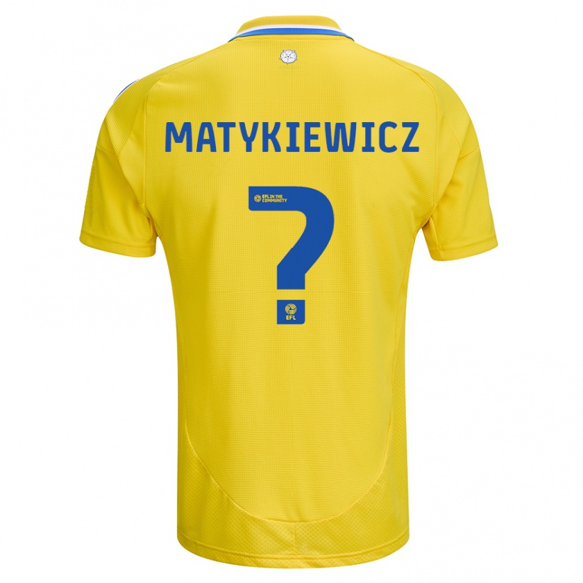 Kandiny Gyermek Luke Matykiewicz #0 Sárga Kék Idegenbeli Jersey 2024/25 Mez Póló Ing