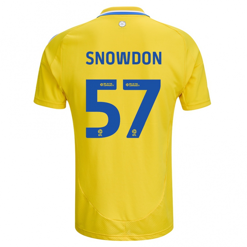 Kandiny Gyermek Joe Snowdon #57 Sárga Kék Idegenbeli Jersey 2024/25 Mez Póló Ing