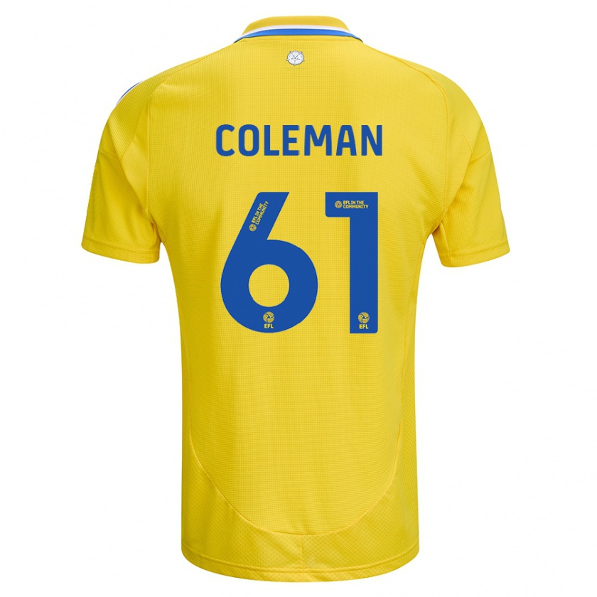 Kandiny Gyermek Cian Coleman #61 Sárga Kék Idegenbeli Jersey 2024/25 Mez Póló Ing