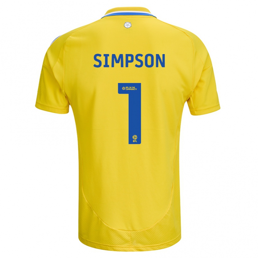 Kandiny Gyermek Carrie Simpson #1 Sárga Kék Idegenbeli Jersey 2024/25 Mez Póló Ing